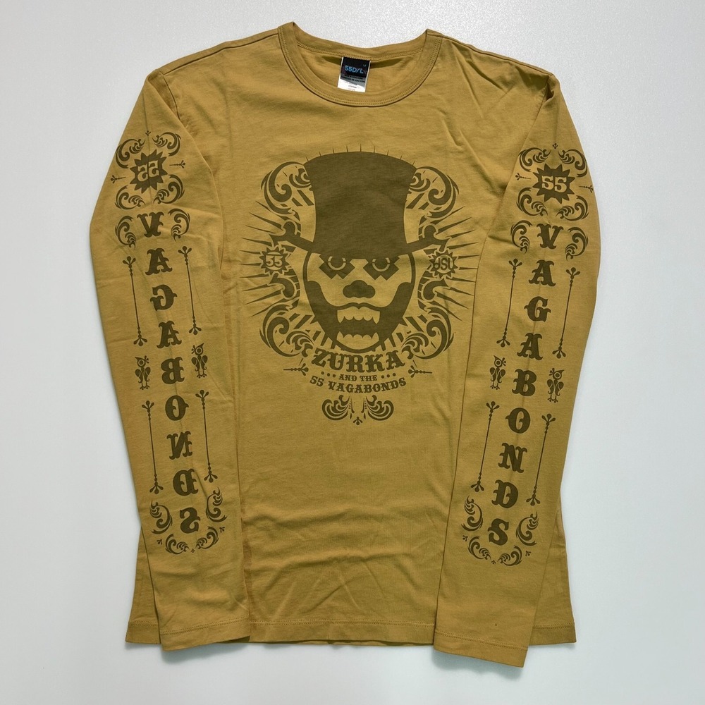 Diesel 55DSL Long Sleeve‎ T-Shirt Cotton Slim-Fit Olive Green Women's Size M VTG